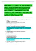 CERTIFIED DESTINATION MANAGEMENT  EXECUTIVE EXAMINATION QUESTION  AND CORRECT ANSWERS &lpar;VERIFIED  ANSWERS&rpar; PLUS RATIONALES 2026 Q&A  INSTANT DOWNLOAD PDF 