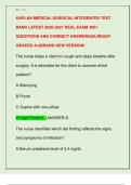 KAPLAN MEDICAL SURGICAL INTEGRATED TEST  BANK LATEST 2026-2027 REAL EXAM 300&plus;  QUESTIONS AND CORRECT ANSWERS&vert;ALREADY  GRADED A&plus;&vert;BRAND NEW VERSION&excl;