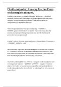 Florida Adjuster Licensing Practice Exam &ndash; Complete  Study Guide with Verified Answers