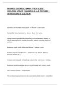 BUSINESS ESSENTIALS EXAM STUDY GUIDE &vert; 2025&sol;2026 UPDATE &vert; QUESTIONS AND ANSWERS &vert; WITH COMPLETE SOLUTION