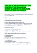 AWHONN PERINATAL NURSING ITEM BANK QUESTIONS &lpar;MULTIPLE CHOICE QUESTIONS&rpar; & ACCURATE CORRECT ANSWERS PASSED 
