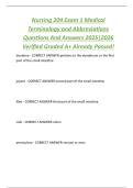Nursing 204 Exam 1 Medical  Terminology and Abbreviations  Questions And Answers 2025&vert;2026  Verified Graded A&plus; Already Passed&excl; 