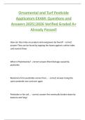 Ornamental and Turf Pesticide  Applicators EXAM&colon; Questions and  Answers 2025&vert;2026 Verified Graded A&plus;  Already Passed&excl; 