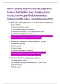 North Carolina Aviation Safety Management  Systems Certification Exam Questions And  Correct Answers &lpar;Verified Answers&rpar; Plus  Rationales 2026 Q&A &vert; Instant Download Pdf 