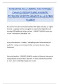 PEREGRINE ACCOUNTING AND FINANCE  EXAM QUESTIONS AND ANSWERS  2025&vert;2026 VERIFIED GRADED A&plus; ALREADY  PASSED&excl;
