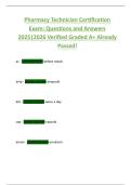 Pharmacy Technician Certification  Exam&colon; Questions and Answers  2025&vert;2026 Verified Graded A&plus; Already  Passed&excl;