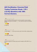 ACI Certification- Concrete Field Testing Technician Grade 1 CP-1 &lpar;12&rpar; Key Questions with 100&percnt; Correct Answers&period;     