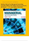 Solution Manual For Managerial Accounting &lpar;Canadian Edition&rpar; 5th Edition by Karen W&period; Braun&vert; All Chapter 1 - 24&period; Latest Edition 2025