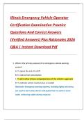 Illinois Emergency Vehicle Operator  Certification Examination Practice  Questions And Correct Answers  &lpar;Verified Answers&rpar; Plus Rationales 2026  Q&A &vert; Instant Download Pdf