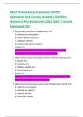 NCCT Phlebotomy Technician &lpar;NCPT&rpar;  Questions And Correct Answers &lpar;Verified  Answers&rpar; Plus Rationales 2026 Q&A &vert; Instant  Download Pdf 