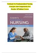 TEST BANK For Craven & Hirnle's Fundamentals of Nursing&colon; Concepts and Competencies for Practice&comma; 10th Edition by Christine Henshaw&comma; Renee Rassilyer&comma; Verified Chapters 1 - 43&comma; Complete Newest Version