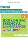 Test Bank For Exploring Medical Language&colon; A Student-Directed Approach 11th Edition by Myrna LaFleur Brooks&vert; 9780323711562&vert; All Chapters 1-16&vert;LATEST