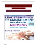 Test Bank for Leadership Roles and Management Functions in Nursing 11th Edition by Carol J Huston&vert;9781975193089&vert; All Chapters 1-25&vert;LATEST