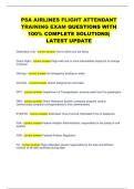 PSA AIRLINES FLIGHT ATTENDANT  TRAINING EXAM QUESTIONS WITH  100&percnt; COMPLETE SOLUTIONS&vert;  LATEST UPDATE