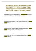 Refrigerant 410A Certification Exam&colon;  Questions and Answers 2025&vert;2026  Verified Graded A&plus; Already Passed&excl;