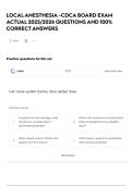 LOCAL ANESTHESIA -CDCA BOARD EXAM ACTUAL 2025&sol;2026 QUESTIONS AND 100&percnt; CORRECT ANSWERS