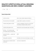 HEALTHY LIFESTYLE HOSA ACTUAL 2025&sol;2026 QUESTIONS AND 100&percnt; CORRECT ANSWERS