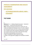 Physical Examination and Health Assessment Test Bank &lpar;9th Ed&rpar; &vert; Jarvis & Eckhardt &vert; NCLEX-Style Physical Assessment MCQs