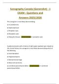 Sonography Canada &lpar;Generalist&rpar; - 1  EXAM &colon; Questions and  Answers 2025&vert;2026 