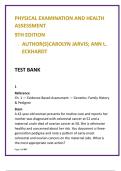 Jarvis & Eckhardt Physical Examination and Health Assessment Test Bank &lpar;9th Ed&rpar; &vert; NCLEX-Style Physical Assessment MCQs
