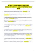 SPORT FIRST AID 5TH EDITION  EXAM QUESTIONS AND ANSWERS 100&percnt;  PASS