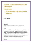 Physical Examination and Health Assessment Test Bank &vert; Jarvis & Eckhardt 9th Ed &vert; Head-to-Toe NCLEX-Style MCQs