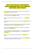 STATE TRUCK DRIVING CHAMPIONSHIP  SAMPLE QUESTIONS WITH 100&percnt; COMPLETE  SOLUTIONS&vert; LATEST UPDATE 
