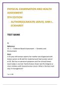 Jarvis Physical Examination & Health Assessment Test Bank &lpar;9th Edition&rpar; &vert; Comprehensive Head-to-Toe NCLEX MCQs
