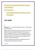 Physical Examination & Health Assessment Test Bank &lpar;Jarvis & Eckhardt 9th Edition&rpar; &vert; NCLEX-Style Nursing MCQs