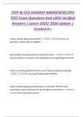TCFP & GFD HAZMAT AWARENESS&sol;OPS  TEST Exam Questions And 100&percnt; Verified  Answers &vert; Latest 2025&sol; 2026 Update &vert;  Graded A&plus;