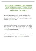 TEXAS ADJUSTER EXAM Questions And  100&percnt; Verified Answers &vert; Latest 2025&sol;  2026 Update &vert; Graded A&plus;
