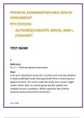 Jarvis Physical Examination Test Bank &lpar;9th Ed&rpar; &vert; Nursing Health Assessment NCLEX Questions