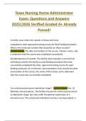 Texas Nursing Home Administrator  Exam&colon; Questions and Answers  2025&vert;2026 Verified Graded A&plus; Already  Passed&excl; 