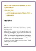 Health Assessment for Nursing Test Bank &vert; Jarvis & Eckhardt 9th Ed &vert; NCLEX-Focused MCQs