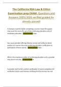 The California RDA Law & Ethics  Examination prep EXAM&colon; Questions and  Answers 2025&vert;2026 verified graded A&plus;  already passed&excl;