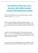 UHC Medicare Basics Test exam &colon;  Questions With 100&percnt; Complete  Solutions 2025&vert;2026 Latest Update