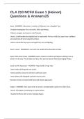CLA 210 NCSU Exam 1 &lpar;Heinen&rpar; Questions & Answers