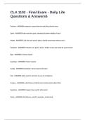 CLA 1102 - Final Exam - Daily Life Questions & Answers
