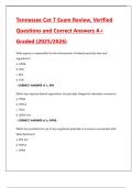 Tennessee Cat 7 Exam Review&comma; Verified  Questions and Correct Answers A&plus;  Graded &lpar;2025&sol;2026&rpar;