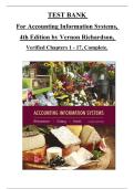 Accounting Information Systems &ndash; 4th Edition &lpar;Vernon Richardson&rpar; &ndash; Complete Test Bank for Chapters 1&ndash;17 with Verified Questions and Answers