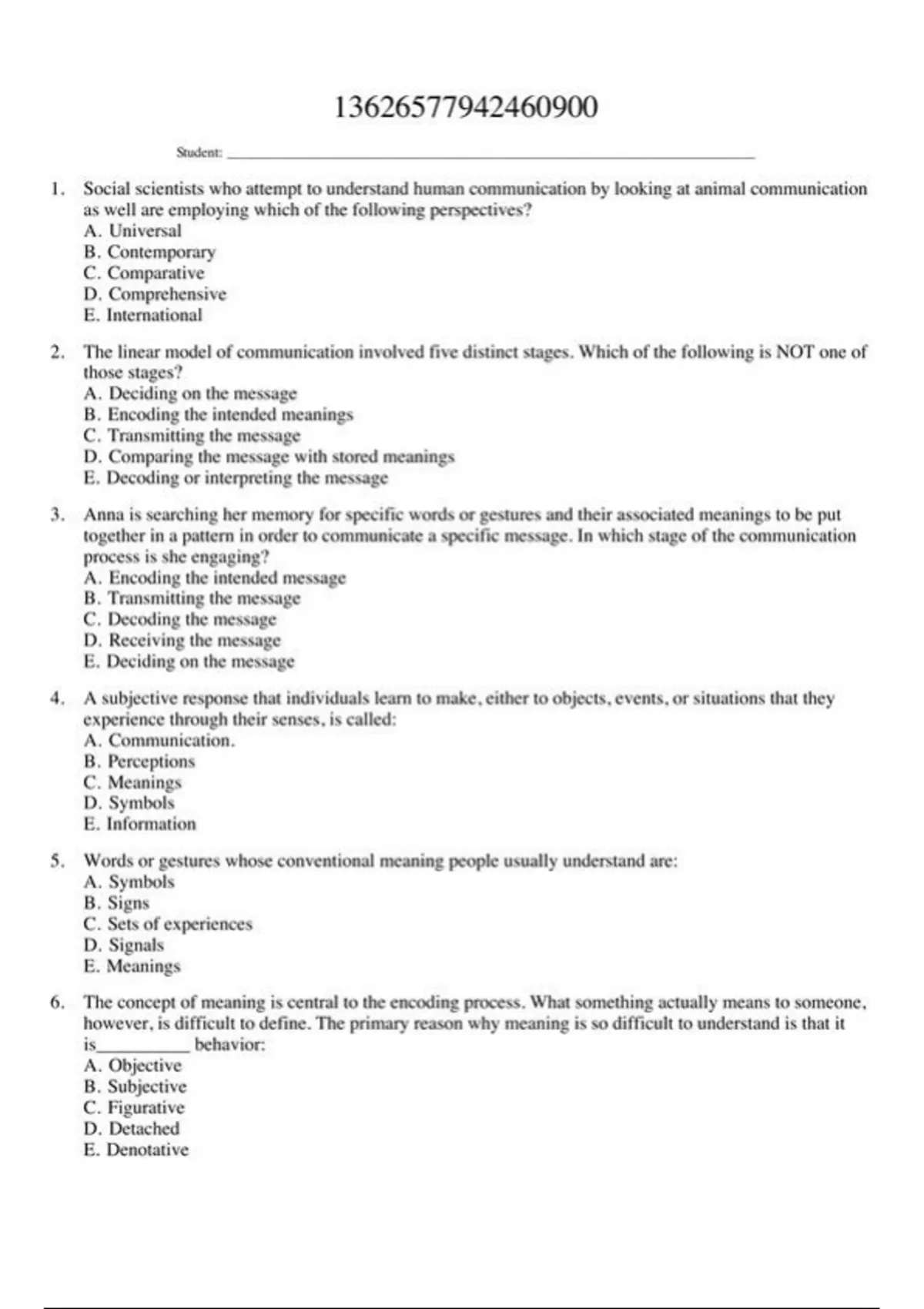 practice test bank questions, final exam : DeFleur - Fundamentals of ...