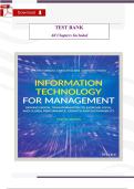 Test Bank for Information Technology for Management&comma; 12th Edition by Efraim Turban &ndash; Chapters 1&ndash;14 Verified &vert; A&plus; Complete Guide