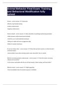 Animal Behavior Final Exam&colon; Training and Behavioral Modification fully solved