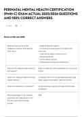 PERINATAL MENTAL HEALTH CERTIFICATION &lpar;PMH-C&rpar; EXAM ACTUAL 2025&sol;2026 QUESTIONS AND 100&percnt; CORRECT ANSWERS