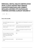  PERINATAL MENTAL HEALTH CERTIFICATION &lpar;PMH-C&rpar; EXAM  NEWEST 2025 VERSION COMPLETE QUESTIONS AND CORRECT DETAILED ANSWERS WITH RATIONALES &lpar;VERIFIED ANSWERS&rpar; &vert;ALREADY GRADED A&plus;