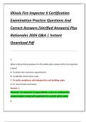 Illinois Fire Inspector II Certification  Examination Practice Questions And  Correct Answers &lpar;Verified Answers&rpar; Plus  Rationales 2026 Q&A &vert; Instant  Download Pdf