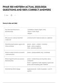 PHAR 100 MIDTERM ACTUAL 2025&sol;2026 QUESTIONS AND 100&percnt; CORRECT ANSWERS