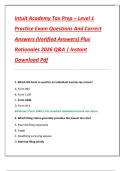 Intuit Academy Tax Prep &ndash; Level 1  Practice Exam Questions And Correct  Answers &lpar;Verified Answers&rpar; Plus  Rationales 2026 Q&A &vert; Instant  Download Pdf