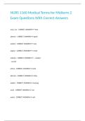 NURS 1160 Medical Terms for Midterm 2 Exam Questions With Correct Answers