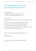 Nurs 1160 Midterm 1- Lab 1 Exam Questions With Correct Answers 